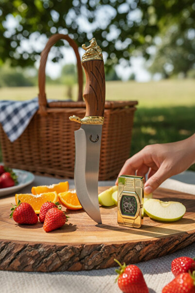 MERTCAN KNİFE Piknik doğa kamp bıçağı saatli çakmak hediyelik koleksiyonluk o...