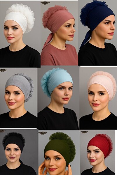 ALDAIYR 9 bucăți Bonetă cu volane pentru hijab