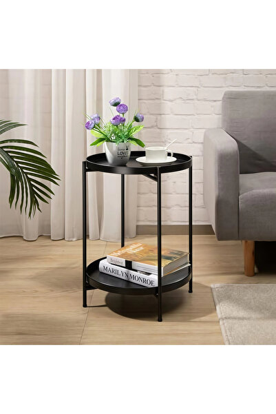 POWER Double-layer metal round side table/coffee table, suitable for living r...