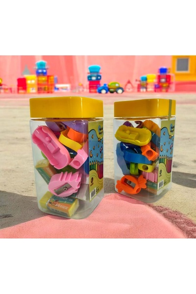 Generic 15 Sharpeners + 5 Soft Erasers Set – 2 Jars Kids School Stationery | ...