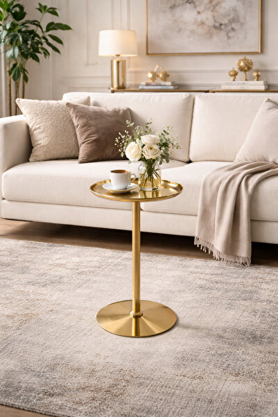 Generic Single serving table with a modern metal design – elegant round top