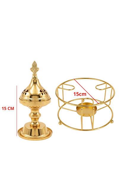 Generic A luxurious gold incense burner for Eid, with a gold lid, gold base, ...
