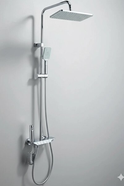 banyonatural Krom Robot Tepe Duş Seti Piyano Yağmur Tepe Banyo 4 Tuşlu Batary...