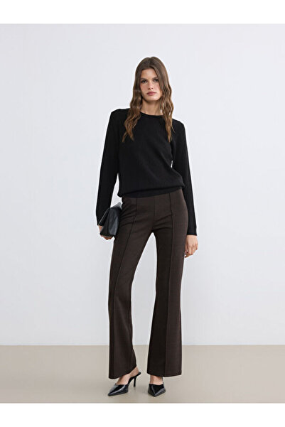 LC Waikiki Rmz Gi̇yi̇m Farkiyla High Waist Spanish Flare Checkered Embroidere...