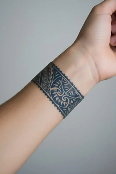 Tattoo 1 Ay Kalıcı 24 Saat Sonra Kararan Band Maori şerit geçici dövme