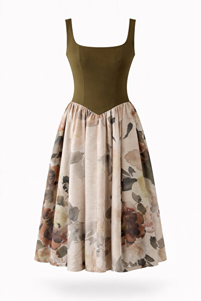 Retrobird 50S Belle Corset Midi Dress Women's Beige