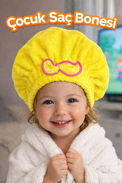 Febros Çocuk Saç Kurutma Bonesi Mikrofiber Havlu Bone Banyo Sonrası Hızlı Kur...