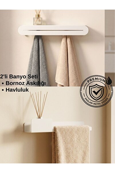 Form Design 2’li Banyo Aksesuar Seti | Paslanmaz Havluluk + Bornoz Askılığı |...