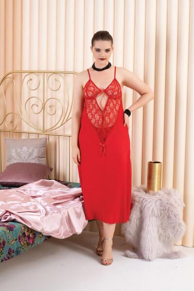 Bleu Petite Plus Size Lace Tulle Long Nightgown and Panties Set