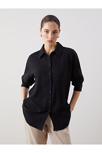 LC Waikiki Nevavm Textured Oversize Women's Shirt with a Difference