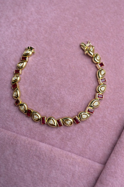 ANKA JEWELLRY سوار نسائي من ماركة DAMLA MODEL ZIRKON TAŞ مصنوع من النحاس الذه...