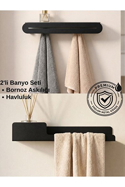 Form Design 2’li Banyo Aksesuar Seti | Paslanmaz Havluluk + Bornoz Askılığı |...