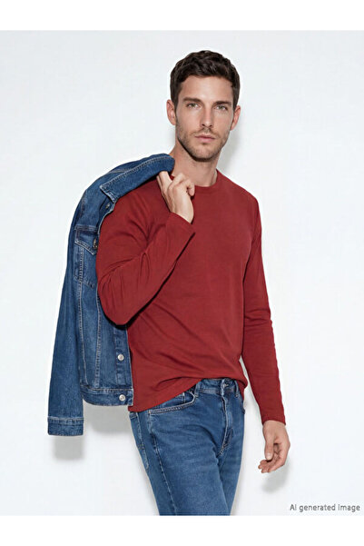 LC Waikiki Rmz Gi̇yi̇m Farkiyla Zero Roba Collar Long Sleeve Men's T-Shirt