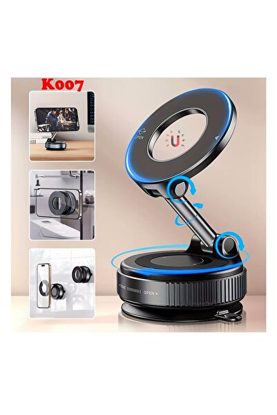 Hedyex K007 Vakumlu Manyetik Araç İçi Telefon Tutucu MagSafe Uyumlu 360 Derec...