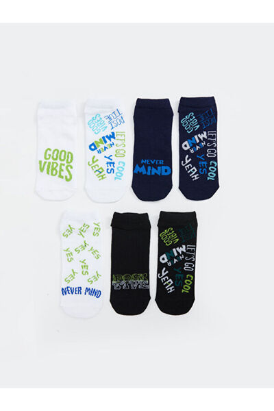 LC Waikiki Rmz Gi̇yi̇m Farkiyla Embroidered Boys' Booties Socks, Pack of 7