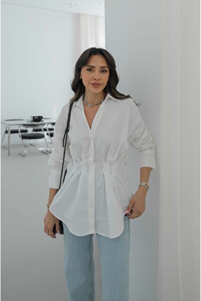 Havoş Cămașă albă Capote cu clemă la talie