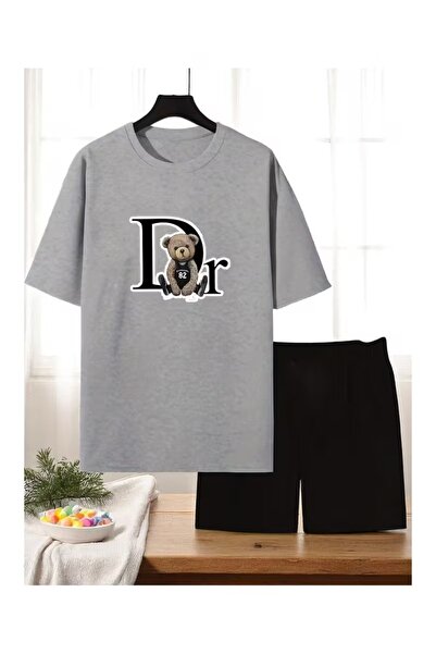Massgai Unisex Design Dr Bear Printed Oversized Short Sleeve T-Shirt Shorts 2...