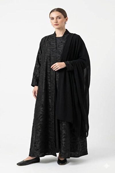 Haz عباية جاكار سوداء