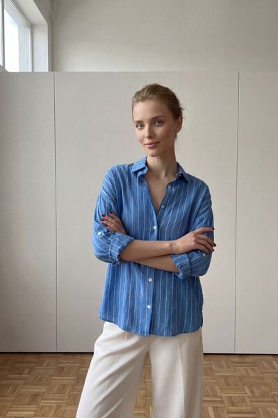 Hiccup MY FASHION Ριγέ Πουκάμισο με Ποπλίνα κουμπιά