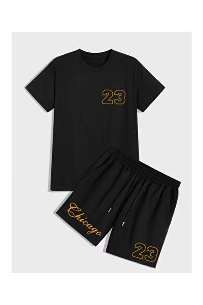 Massgai Unisex Design Chicago Printed Oversized Short Sleeve T-Shirt Shorts 2...