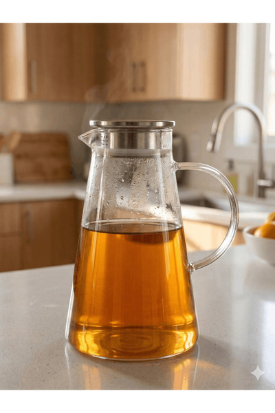 DsHome Konik Tasarım Isıya Dayanıklı Cam Sürahi - 2 Litre Sıcak Çay ve Soğuk ...