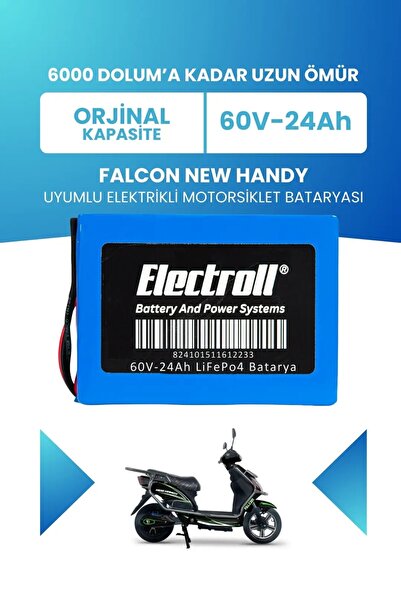 ELECTROLL Falcon New Handy Uyumlu Batarya (Standart Kapasite) LiFePO4 60V 24A...