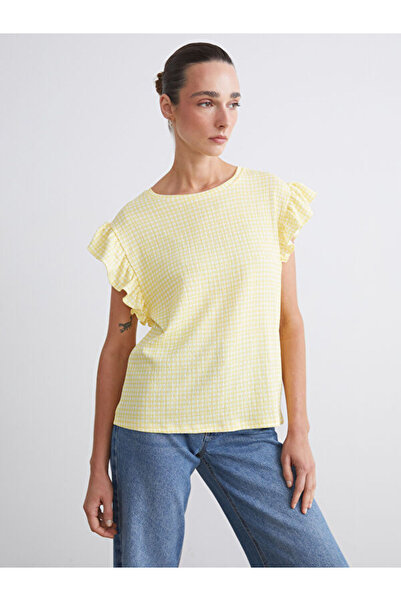 LC Waikiki Rmz Gi̇yi̇m Farkiyla Zero Roba Collar Checkered Embroidered Ruffle...