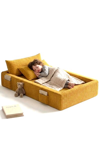 Puftic Yumuşak Dokulu Kenar Korumalı Çocuk Yatağı 90x160 cm Tamamen Sünger Yı...