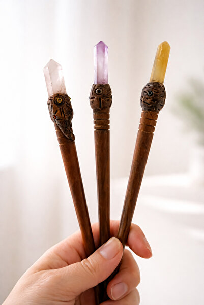 MyVelora Ametist Doğal Taşlı Ahşap Saç Çubuğu – El Yapımı Saç Tokası / Topuz ...