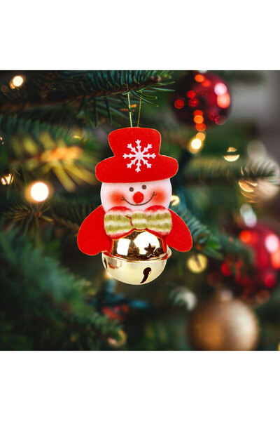 FAMİLY Ornament pentru brad - Om de zapadă cu clopot - 11 x 10 cm