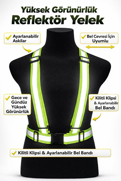 lawrenceshop Reflektörlü Güvenlik Yeleği Ayarlanabilir Gece Görünürlük Motor ...