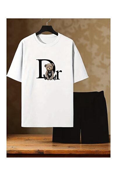 Massgai Unisex Design Dr Bear Printed Oversized Short Sleeve T-Shirt Shorts 2...