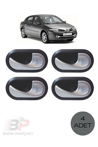 SERKAR Renault Megane 2 Uyumlu İç Kapı Açma Kolu Seti 4'lü Mat Krom (8200174074)