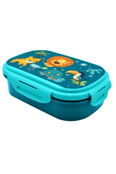KIDSEUROSWAN Plastic sandwich box with Jungle cutlery, 21x14x6 cm Blue