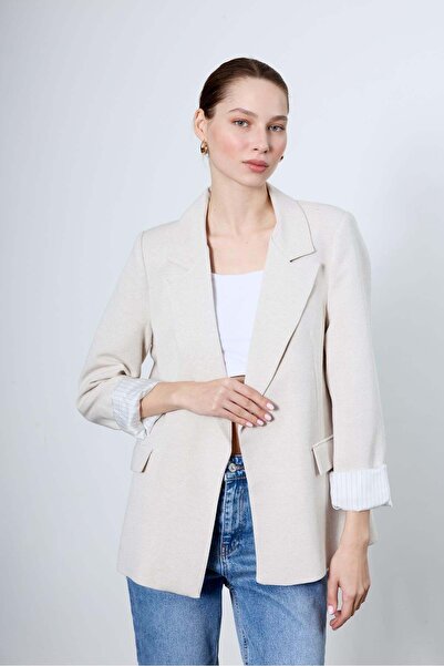 Lady Pixie سترة كتان مبطنة مخططة