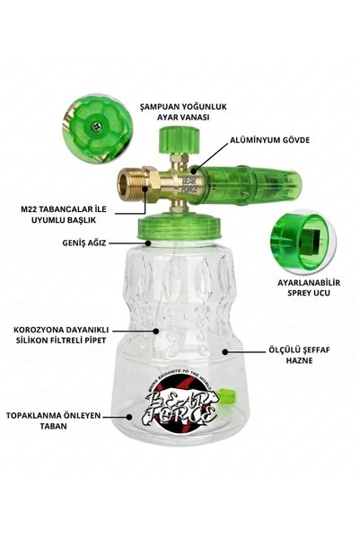 ROBEVE Bear Force Foam Lance M22 Cihazlar İle Uyumlu Köpük Yapıcı Aparat 1L Köpük Aparatı