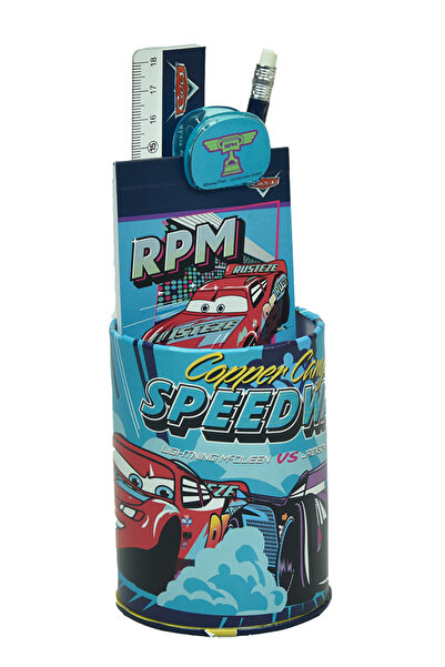 CARS Set de papetărie Disney RPM, 7 piese, metalic, 24,5x14x7 cm, albastru