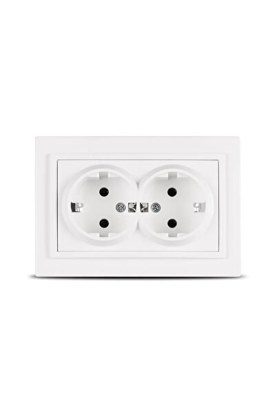 OEM Double socket Zena, with grounding, IP20, white