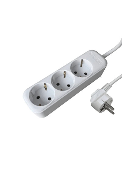 OEM Extension cord, IP20, 3 sockets, 3 x 1 mmp, 3680 W, 1 meter, white