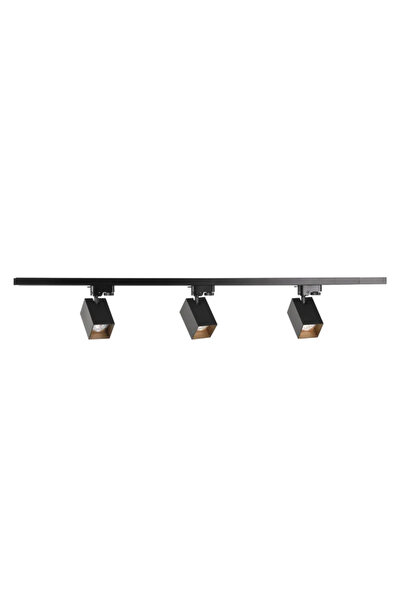 OEM Set 3 spoturi pe sina Square, GU10, negru