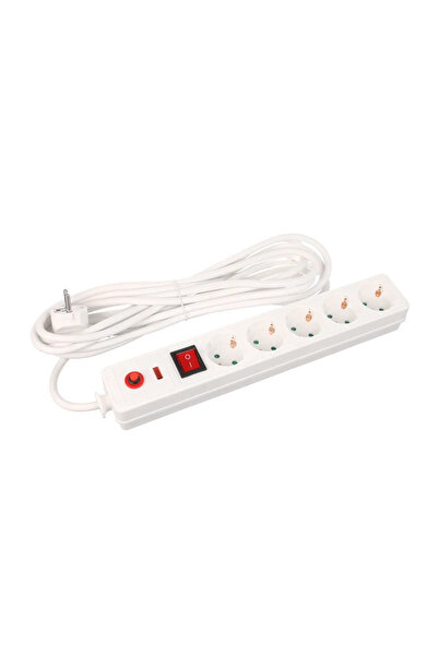 OEM Well extension cord, IP20, 5 sockets, 3 x 1.5 mmp, 3680 W, 5 meters, white