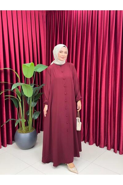 SELVENORA Bihter Dress 1812 – Dubai Silk Fabric Button Detailed Hijab Dress L...