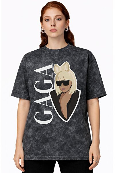 SEVBANO Design Lady Gaga Singer Printed Unisex Oversized Vintage Washed T-Shirt
