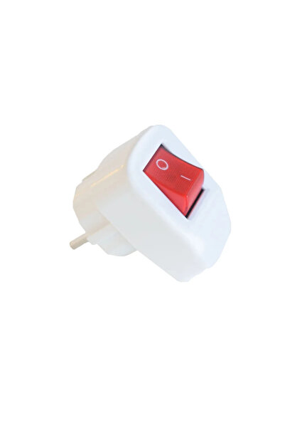 OEM Schuko plug, with switch, rear outlet, plastic, 16 A, white