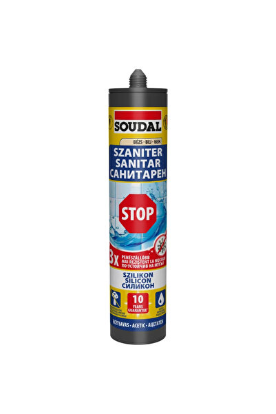OEM Silicon sanitar Soudal Stop, pentru baie si bucatarie, bej, 280 ml