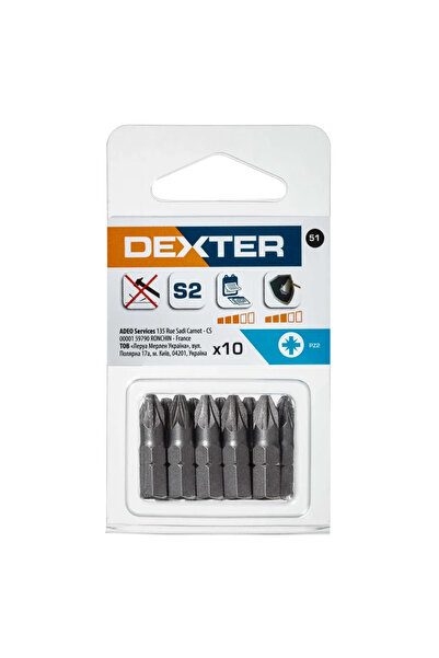 Dexter Μύτες S2 PZ2 Dexter, ατσάλινες, 25 mm (σετ 10 τεμαχίων)