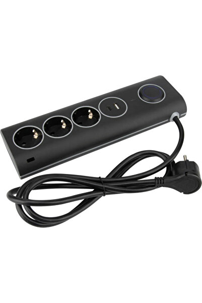OEM Strohm extension cord, 3 sockets and 2 USB, 3x1.5 mmp, 1.5 meters, black