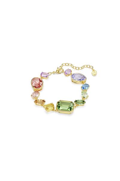 Swarovski Gema Bileklik, Karışık kesimler, Çok renkli, Altın rengi kaplama