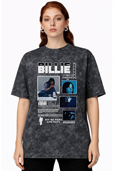 SEVBANO Design Billie Eilish Singer Printed Unisex Oversized Vintage Washed T...
