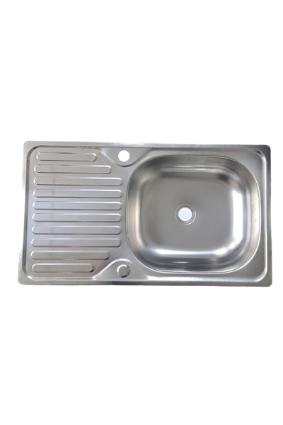 OEM Νιπτήρας κουζίνας από ανοξείδωτο ατσάλι, 76 x 43,5 cm, βάθος λεκάνης 14 c...